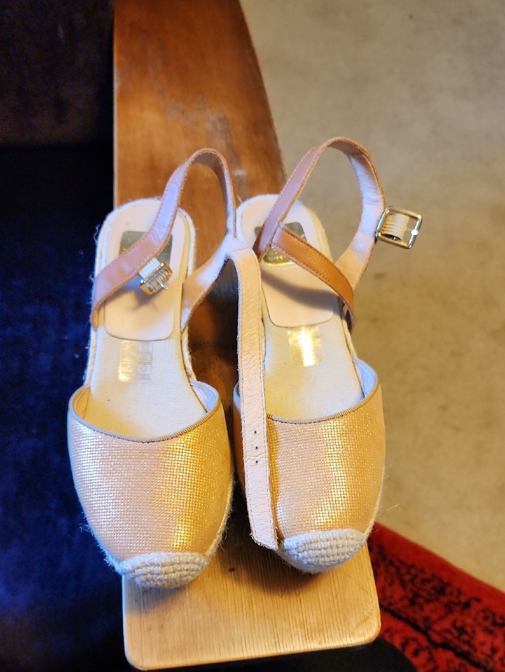 Kanna Gold Espadrille Slingback Wedges